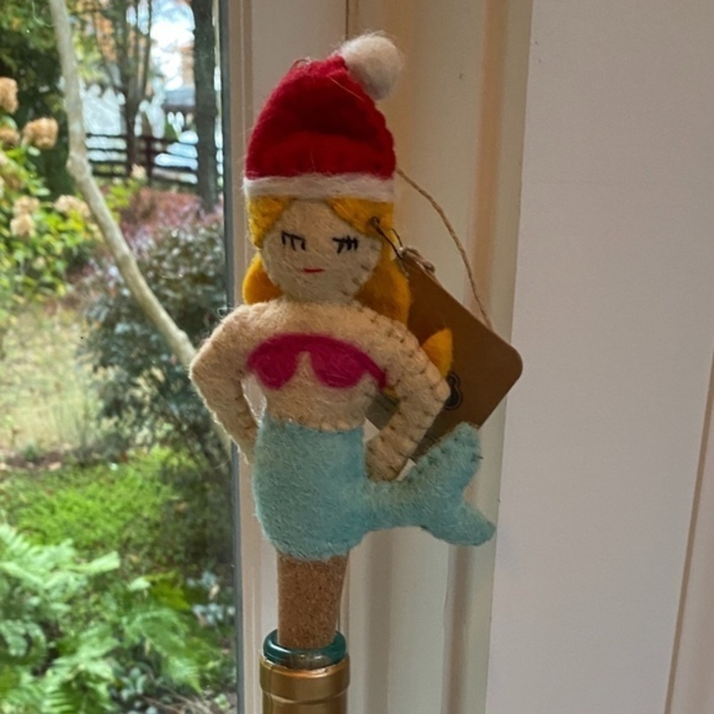 Mud Pie Felted Sea Christmas Wine Stopper